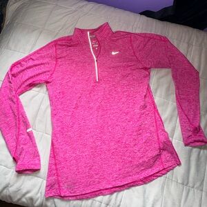 Nike Women's Pink Long Sleeve 3/4 Zip Dri-Fit Workout Top